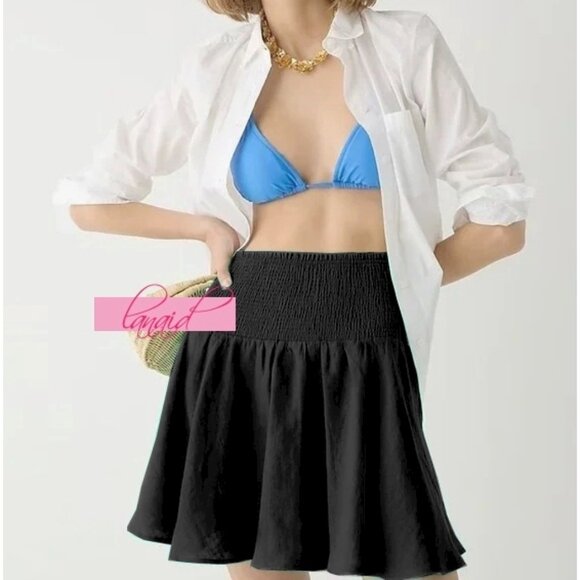 J. Crew Dresses & Skirts - J Crew Smocked-Waist Linen Mini Skirt High-Rise Waisted Flared A-Line Skater XXS